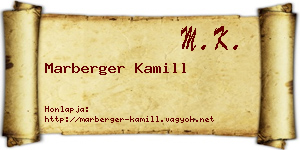 Marberger Kamill névjegykártya